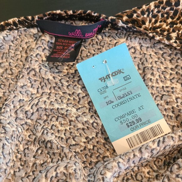 Vintage Willi Smith Cheetah Print Faux Wrap Midi Dress Mob Wife Retro Made USA M - Picture 5 of 7